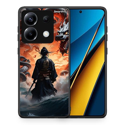 Θήκη Xiaomi Poco X6 Dragons Fight από τη Smartfits με σχέδιο στο πίσω μέρος και μαύρο περίβλημα | Xiaomi Poco X6 Dragons Fight case with colorful back and black bezels