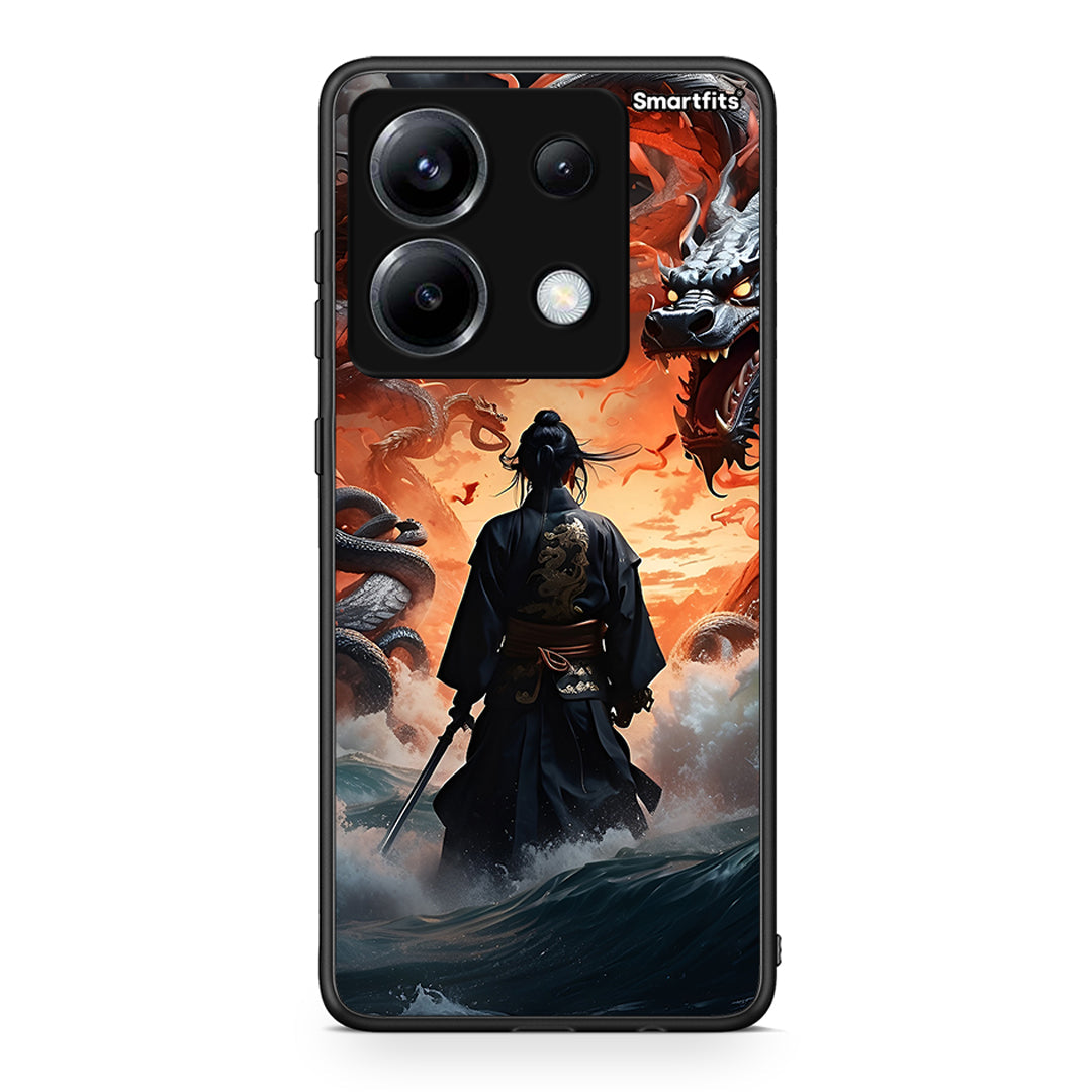 Xiaomi Poco X6 Dragons Fight θήκη από τη Smartfits με σχέδιο στο πίσω μέρος και μαύρο περίβλημα | Smartphone case with colorful back and black bezels by Smartfits