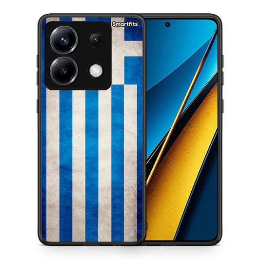 Θήκη Xiaomi Poco X6 Greek Flag από τη Smartfits με σχέδιο στο πίσω μέρος και μαύρο περίβλημα | Xiaomi Poco X6 Greek Flag case with colorful back and black bezels