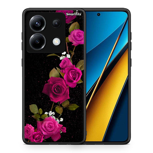 Θήκη Xiaomi Poco X6 Red Roses Flower από τη Smartfits με σχέδιο στο πίσω μέρος και μαύρο περίβλημα | Xiaomi Poco X6 Red Roses Flower case with colorful back and black bezels