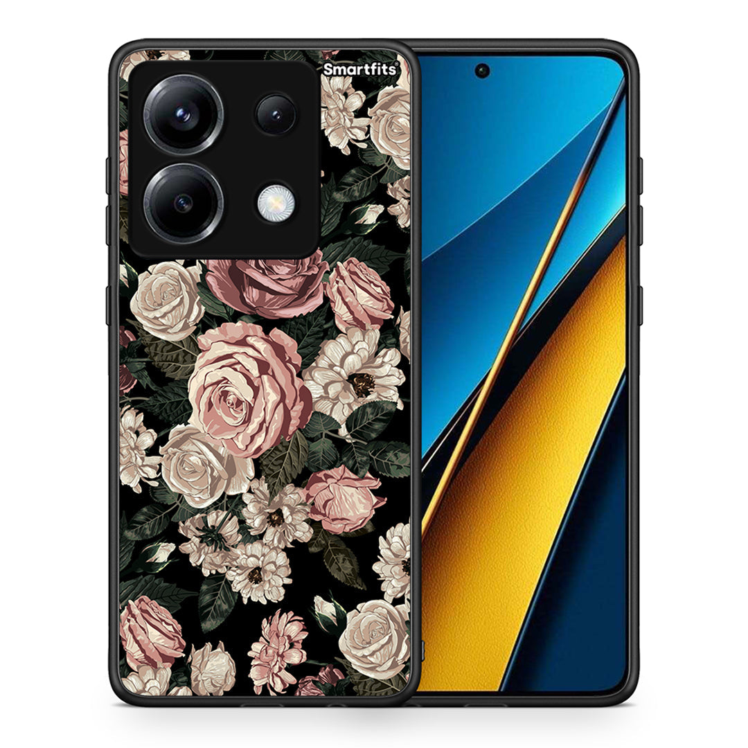 Θήκη Xiaomi Poco X6 Wild Roses Flower από τη Smartfits με σχέδιο στο πίσω μέρος και μαύρο περίβλημα | Xiaomi Poco X6 Wild Roses Flower case with colorful back and black bezels