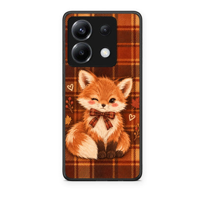 Θήκη Xiaomi Poco X6 Fox on Autumn Tartan από τη Smartfits με σχέδιο στο πίσω μέρος και μαύρο περίβλημα | Xiaomi Poco X6 Fox on Autumn Tartan case with colorful back and black bezels