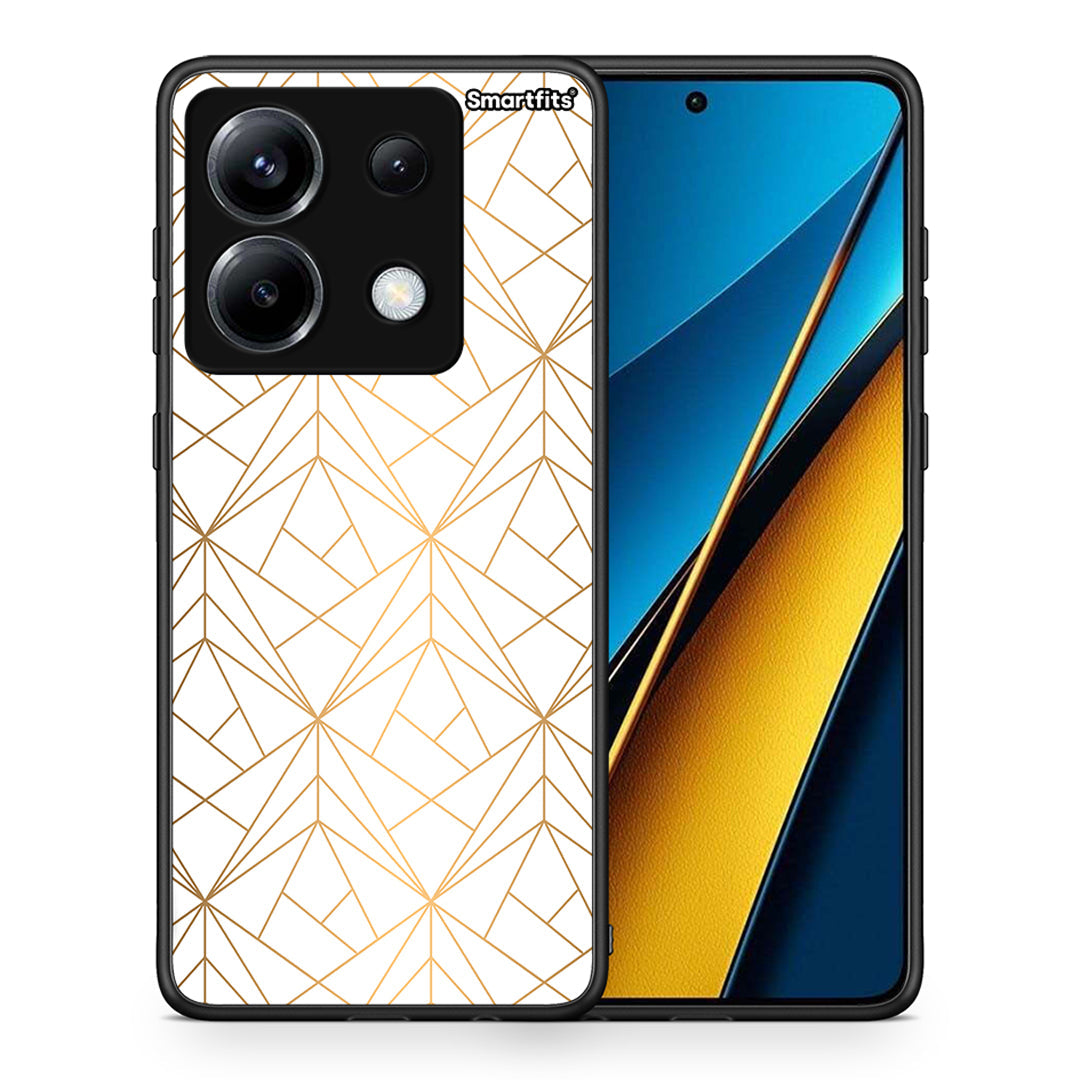 Θήκη Xiaomi Poco X6 Luxury White Geometric από τη Smartfits με σχέδιο στο πίσω μέρος και μαύρο περίβλημα | Xiaomi Poco X6 Luxury White Geometric case with colorful back and black bezels
