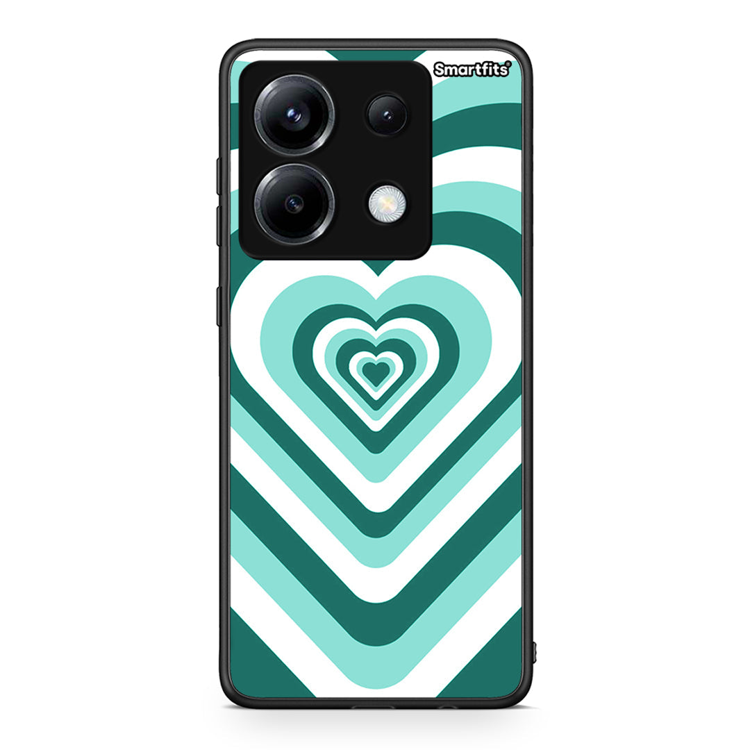 Xiaomi Poco X6 Green Hearts θήκη από τη Smartfits με σχέδιο στο πίσω μέρος και μαύρο περίβλημα | Smartphone case with colorful back and black bezels by Smartfits