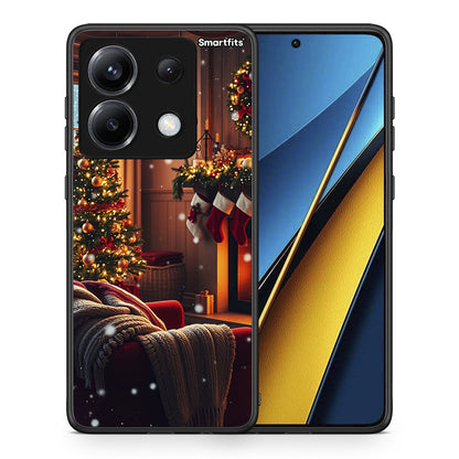 Θήκη Xiaomi Poco X6 Home For Christmas από τη Smartfits με σχέδιο στο πίσω μέρος και μαύρο περίβλημα | Xiaomi Poco X6 Home For Christmas case with colorful back and black bezels