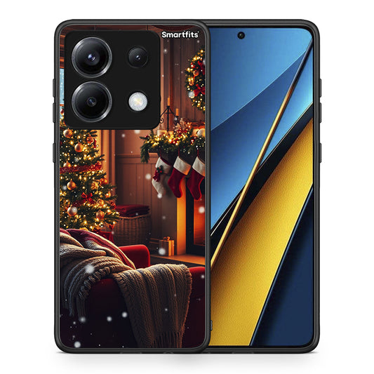 Θήκη Xiaomi Poco X6 Home For Christmas από τη Smartfits με σχέδιο στο πίσω μέρος και μαύρο περίβλημα | Xiaomi Poco X6 Home For Christmas case with colorful back and black bezels