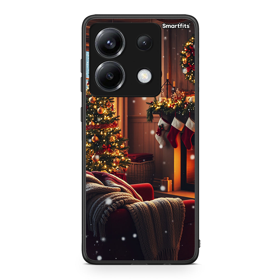 Xiaomi Poco X6 Home For Christmas θήκη από τη Smartfits με σχέδιο στο πίσω μέρος και μαύρο περίβλημα | Smartphone case with colorful back and black bezels by Smartfits