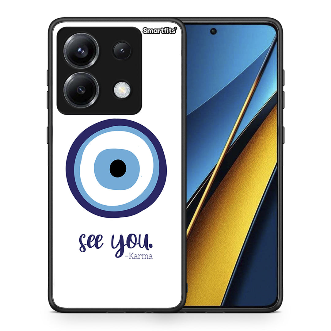 Θήκη Xiaomi Poco X6 Karma Says από τη Smartfits με σχέδιο στο πίσω μέρος και μαύρο περίβλημα | Xiaomi Poco X6 Karma Says case with colorful back and black bezels