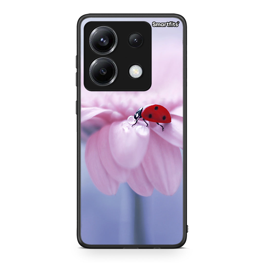Xiaomi Poco X6 Ladybug Flower θήκη από τη Smartfits με σχέδιο στο πίσω μέρος και μαύρο περίβλημα | Smartphone case with colorful back and black bezels by Smartfits