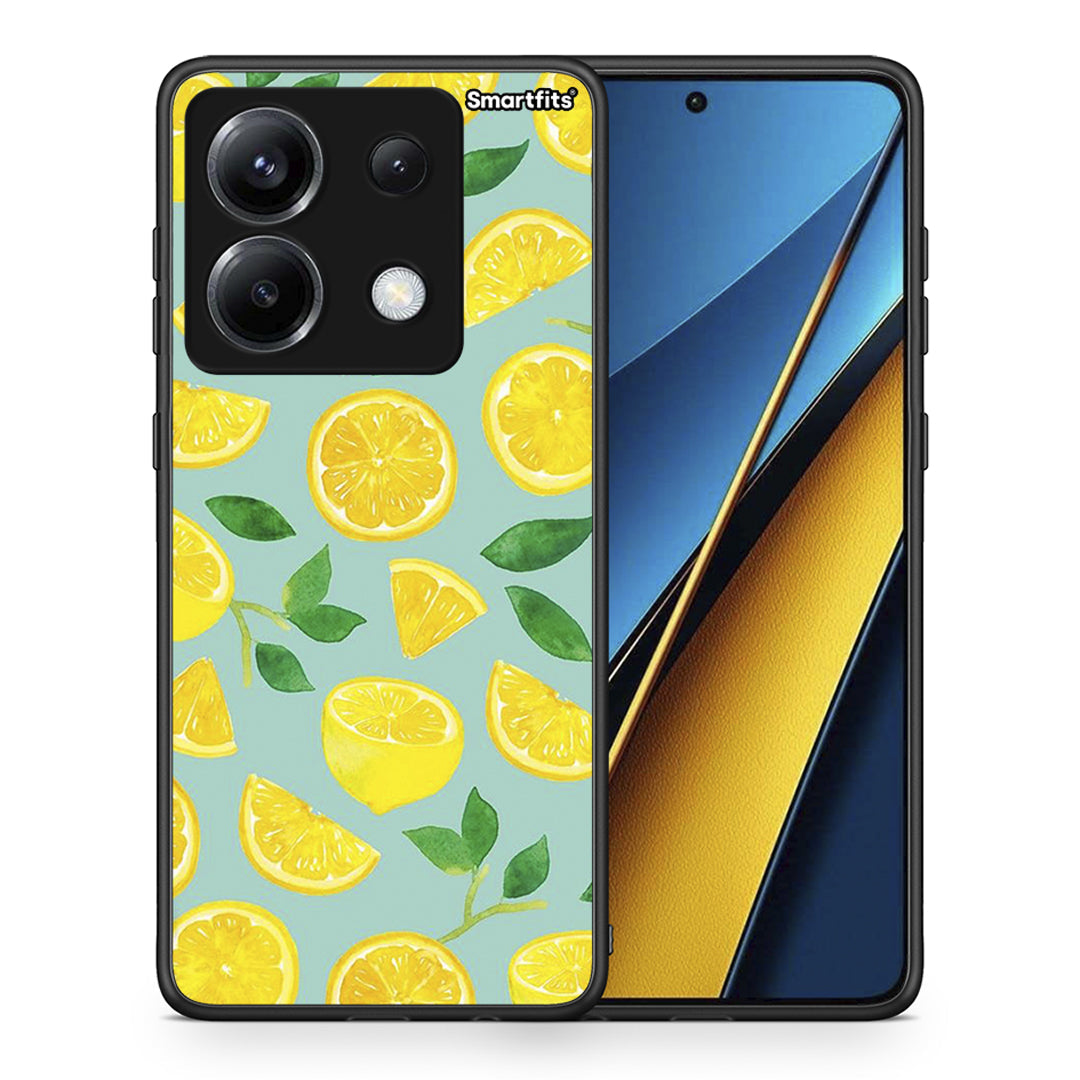 Θήκη Xiaomi Poco X6 Lemons από τη Smartfits με σχέδιο στο πίσω μέρος και μαύρο περίβλημα | Xiaomi Poco X6 Lemons case with colorful back and black bezels