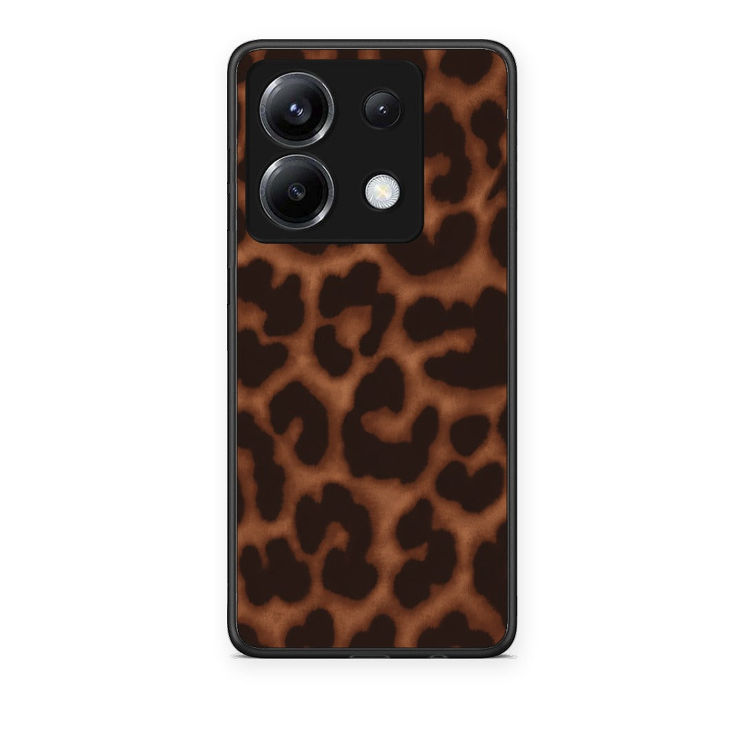 Θήκη Xiaomi Poco X6 Leopard Print Dark Brown από τη Smartfits με σχέδιο στο πίσω μέρος και μαύρο περίβλημα | Xiaomi Poco X6 Leopard Print Dark Brown case with colorful back and black bezels