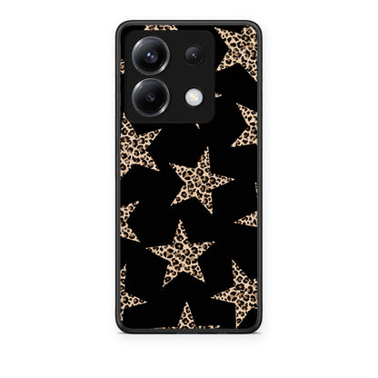 Θήκη Xiaomi Poco X6 Leopard Stars on Black από τη Smartfits με σχέδιο στο πίσω μέρος και μαύρο περίβλημα | Xiaomi Poco X6 Leopard Stars on Black case with colorful back and black bezels