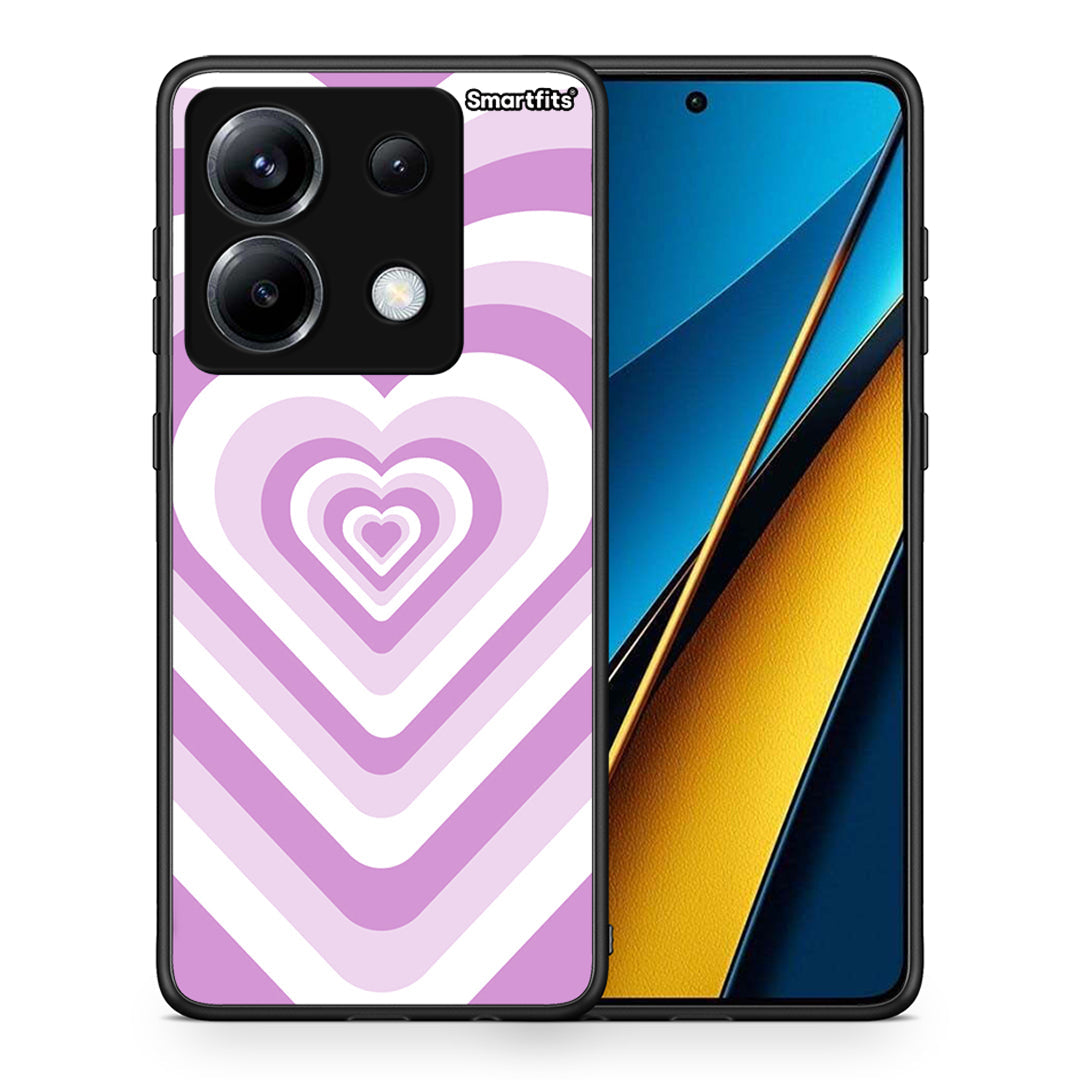 Θήκη Xiaomi Poco X6 Lilac Hearts από τη Smartfits με σχέδιο στο πίσω μέρος και μαύρο περίβλημα | Xiaomi Poco X6 Lilac Hearts case with colorful back and black bezels