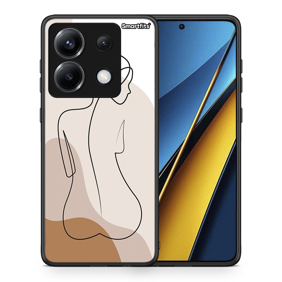 Θήκη Xiaomi Poco X6 LineArt Woman από τη Smartfits με σχέδιο στο πίσω μέρος και μαύρο περίβλημα | Xiaomi Poco X6 LineArt Woman case with colorful back and black bezels