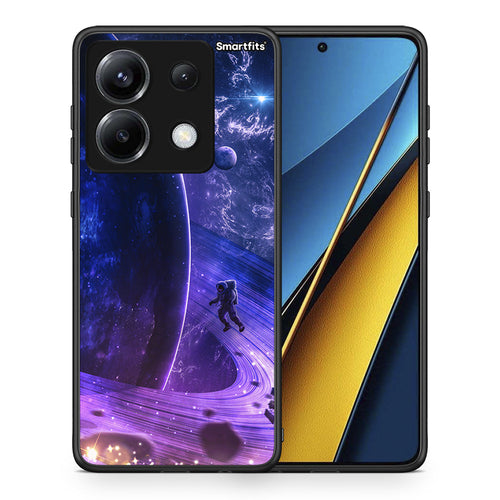 Θήκη Xiaomi Poco X6 Lost Astronaut από τη Smartfits με σχέδιο στο πίσω μέρος και μαύρο περίβλημα | Xiaomi Poco X6 Lost Astronaut case with colorful back and black bezels