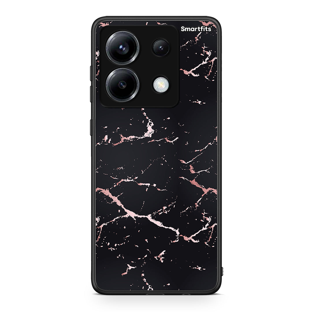 4 - Xiaomi Poco X6 Black Rosegold Marble case, cover, bumper