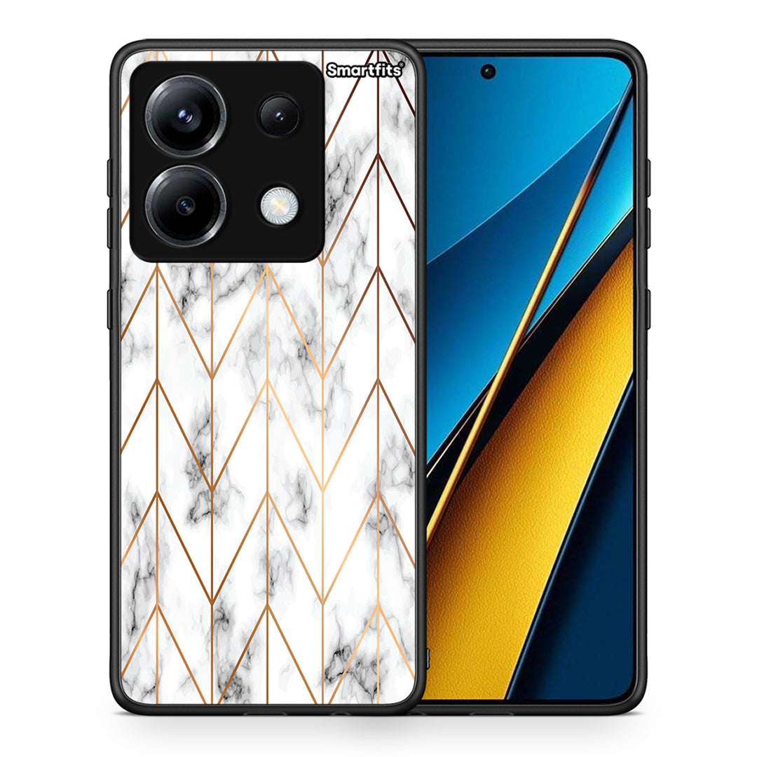 Θήκη Xiaomi Poco X6 Gold Geometric Marble από τη Smartfits με σχέδιο στο πίσω μέρος και μαύρο περίβλημα | Xiaomi Poco X6 Gold Geometric Marble case with colorful back and black bezels