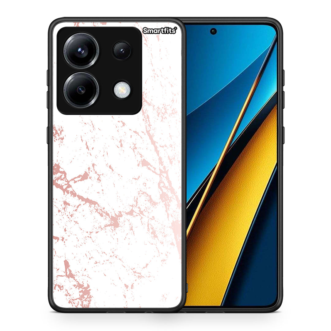 Θήκη Xiaomi Poco X6 Pink Splash Marble από τη Smartfits με σχέδιο στο πίσω μέρος και μαύρο περίβλημα | Xiaomi Poco X6 Pink Splash Marble case with colorful back and black bezels