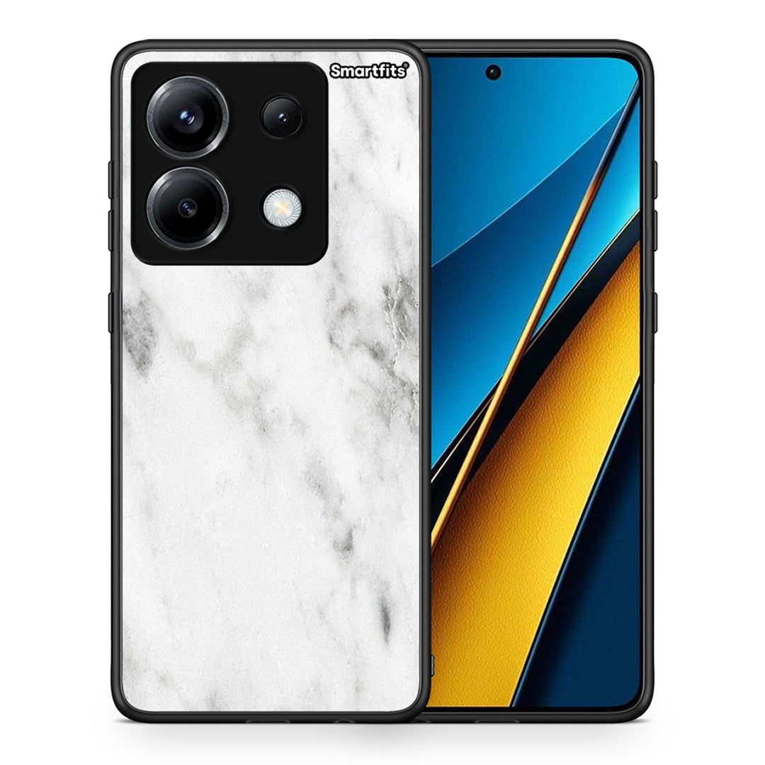 Θήκη Xiaomi Poco X6 White Marble από τη Smartfits με σχέδιο στο πίσω μέρος και μαύρο περίβλημα | Xiaomi Poco X6 White Marble case with colorful back and black bezels