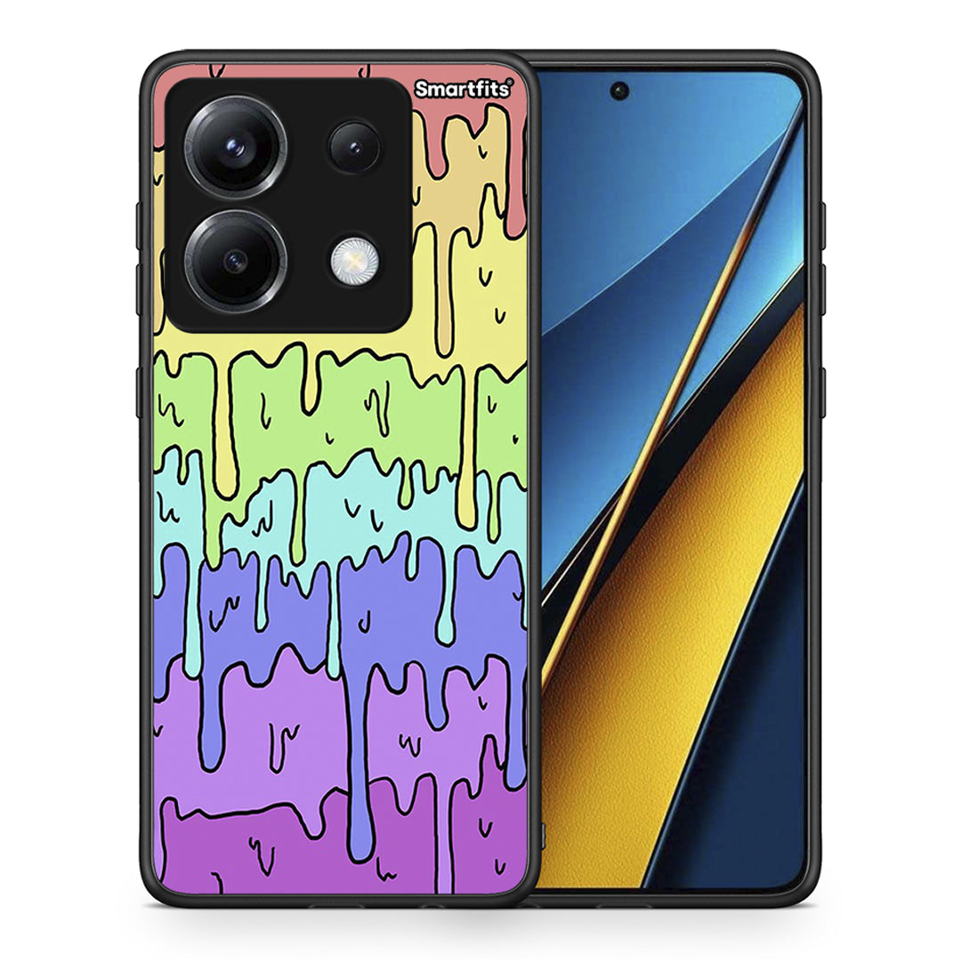Θήκη Xiaomi Poco X6 Melting Rainbow από τη Smartfits με σχέδιο στο πίσω μέρος και μαύρο περίβλημα | Xiaomi Poco X6 Melting Rainbow case with colorful back and black bezels