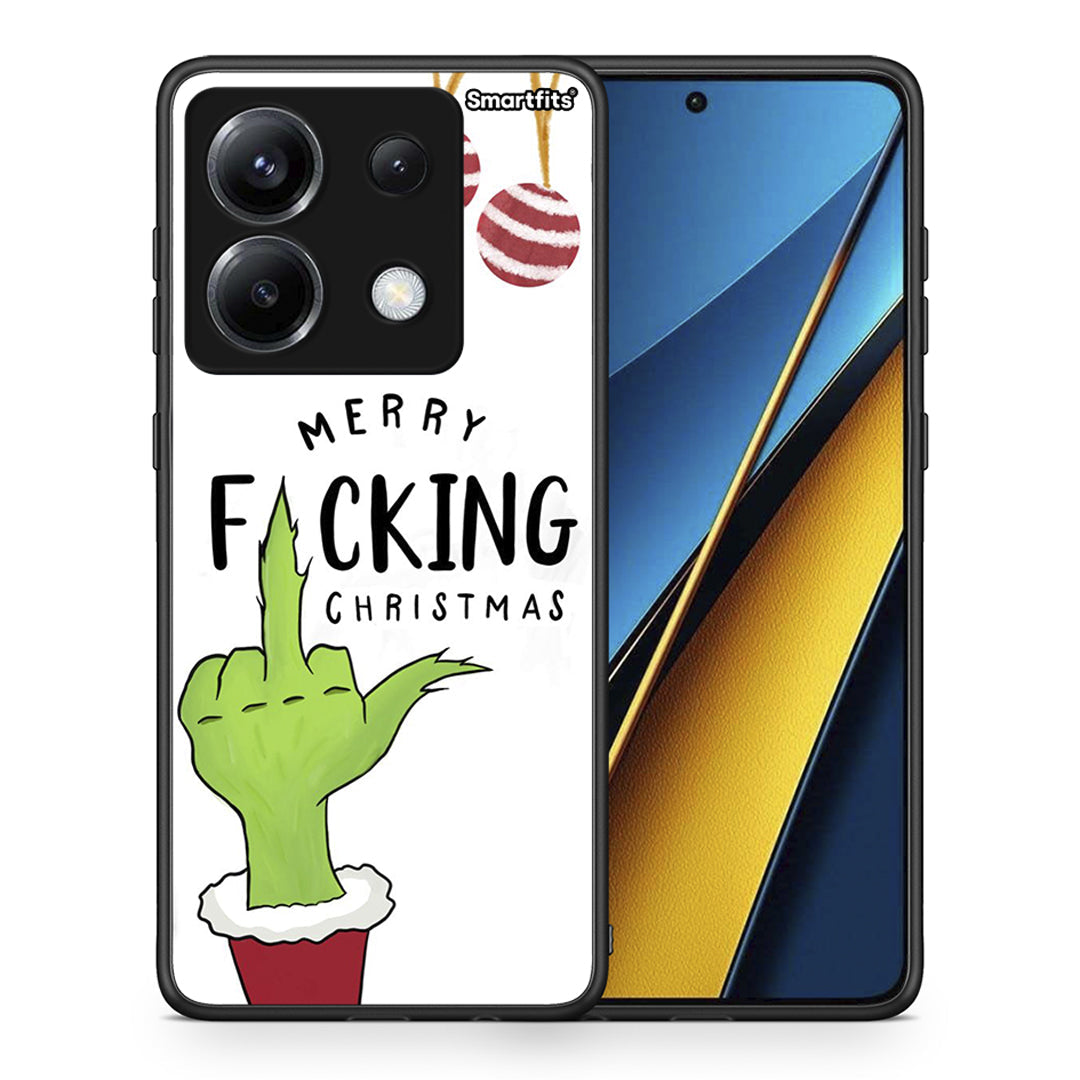 Θήκη Xiaomi Poco X6 Merry F Xmas από τη Smartfits με σχέδιο στο πίσω μέρος και μαύρο περίβλημα | Xiaomi Poco X6 Merry F Xmas case with colorful back and black bezels
