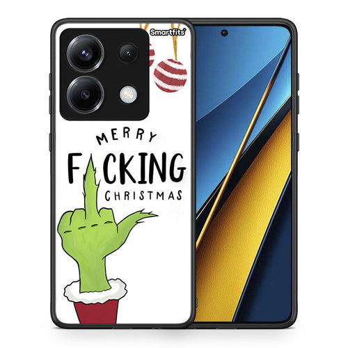 Θήκη Xiaomi Poco X6 Merry F Xmas από τη Smartfits με σχέδιο στο πίσω μέρος και μαύρο περίβλημα | Xiaomi Poco X6 Merry F Xmas case with colorful back and black bezels