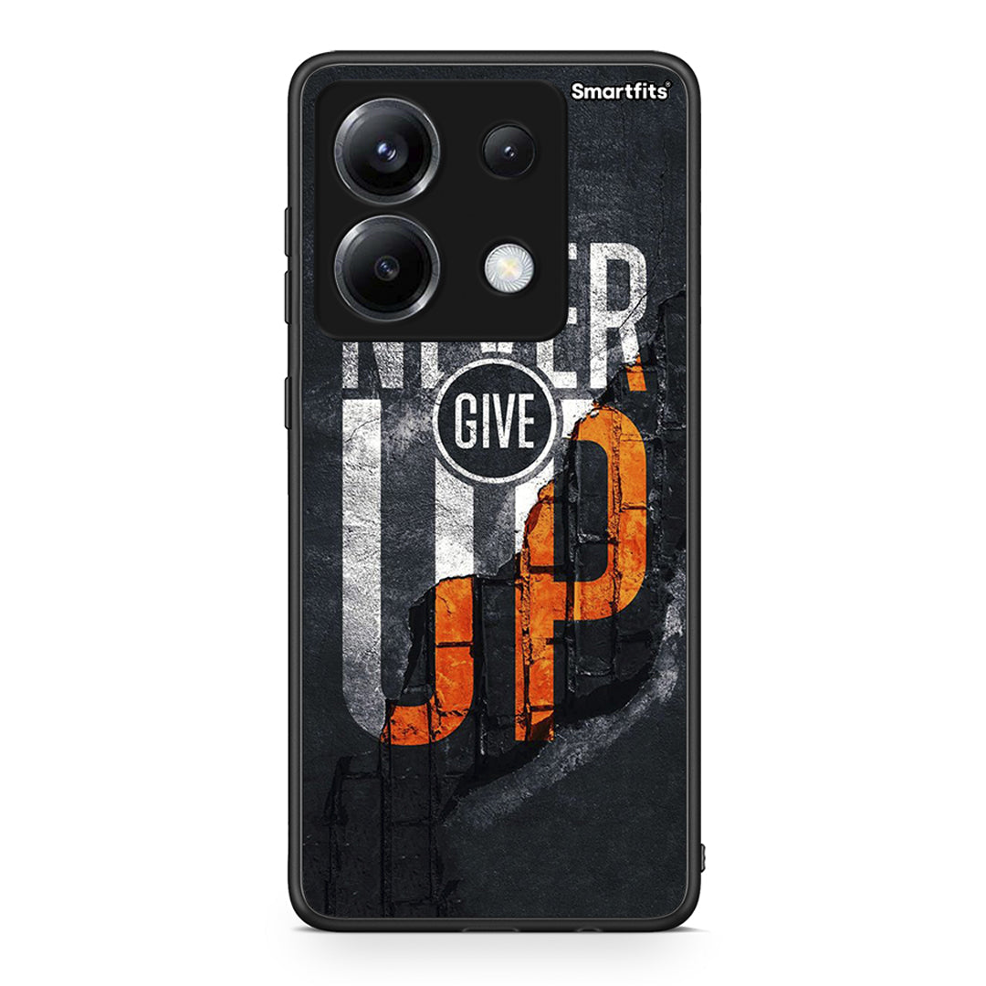 Xiaomi Poco X6 Never Give Up Θήκη Αγίου Βαλεντίνου από τη Smartfits με σχέδιο στο πίσω μέρος και μαύρο περίβλημα | Smartphone case with colorful back and black bezels by Smartfits