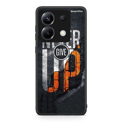 Xiaomi Poco X6 Never Give Up Θήκη Αγίου Βαλεντίνου από τη Smartfits με σχέδιο στο πίσω μέρος και μαύρο περίβλημα | Smartphone case with colorful back and black bezels by Smartfits