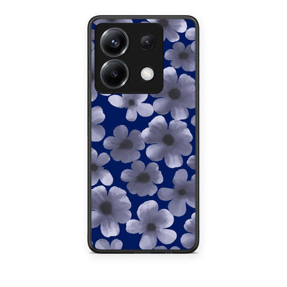 Θήκη Xiaomi Poco X6 Pale Blue Flowers on Navy από τη Smartfits με σχέδιο στο πίσω μέρος και μαύρο περίβλημα | Xiaomi Poco X6 Pale Blue Flowers on Navy case with colorful back and black bezels