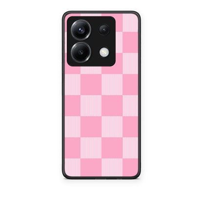 Θήκη Xiaomi Poco X6 Pink and White Striped Checks από τη Smartfits με σχέδιο στο πίσω μέρος και μαύρο περίβλημα | Xiaomi Poco X6 Pink and White Striped Checks case with colorful back and black bezels