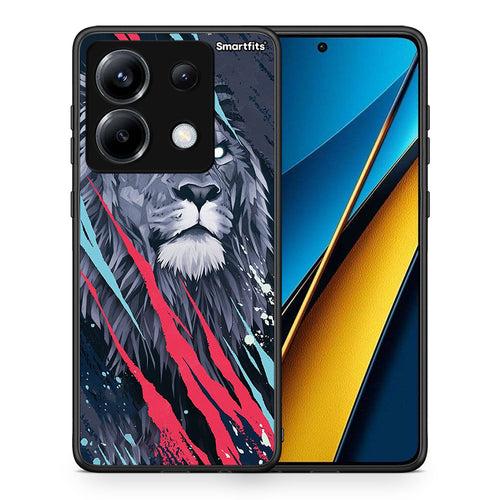 Θήκη Xiaomi Poco X6 Lion Designer PopArt από τη Smartfits με σχέδιο στο πίσω μέρος και μαύρο περίβλημα | Xiaomi Poco X6 Lion Designer PopArt case with colorful back and black bezels