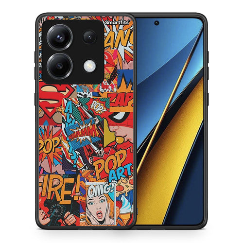 Θήκη Xiaomi Poco X6 PopArt OMG από τη Smartfits με σχέδιο στο πίσω μέρος και μαύρο περίβλημα | Xiaomi Poco X6 PopArt OMG case with colorful back and black bezels