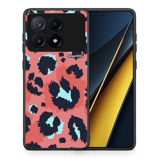 Θήκη Xiaomi Poco X6 Pro 5G Pink Leopard Animal από τη Smartfits με σχέδιο στο πίσω μέρος και μαύρο περίβλημα | Xiaomi Poco X6 Pro 5G Pink Leopard Animal case with colorful back and black bezels