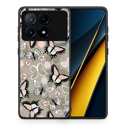 Θήκη Xiaomi Poco X6 Pro 5G Butterflies Boho από τη Smartfits με σχέδιο στο πίσω μέρος και μαύρο περίβλημα | Xiaomi Poco X6 Pro 5G Butterflies Boho case with colorful back and black bezels