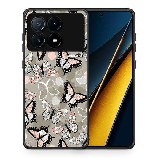Θήκη Xiaomi Poco X6 Pro 5G Butterflies Boho από τη Smartfits με σχέδιο στο πίσω μέρος και μαύρο περίβλημα | Xiaomi Poco X6 Pro 5G Butterflies Boho case with colorful back and black bezels