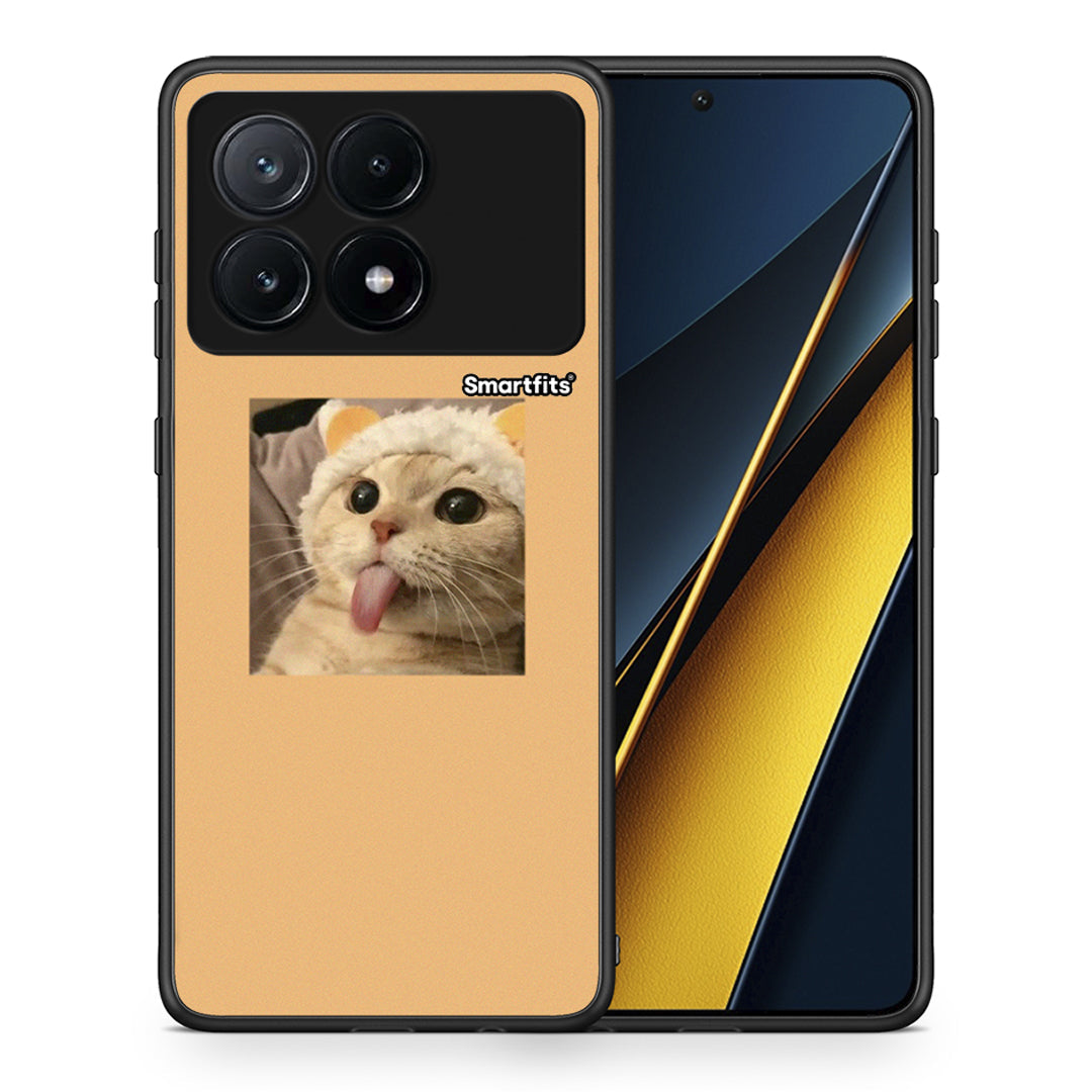 Θήκη Xiaomi Poco X6 Pro 5G Cat Tongue από τη Smartfits με σχέδιο στο πίσω μέρος και μαύρο περίβλημα | Xiaomi Poco X6 Pro 5G Cat Tongue case with colorful back and black bezels