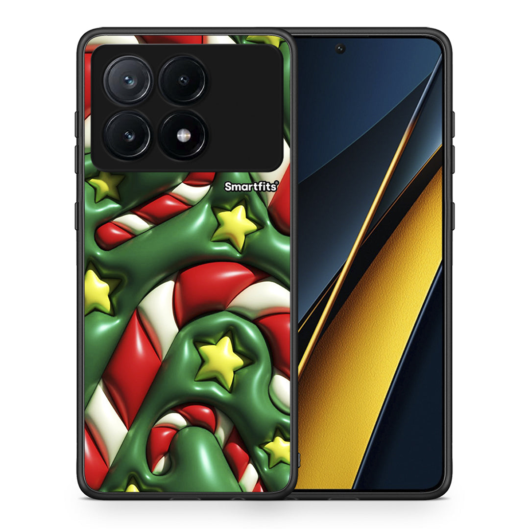 Θήκη Xiaomi Poco X6 Pro 5G Christmas Bubbles από τη Smartfits με σχέδιο στο πίσω μέρος και μαύρο περίβλημα | Xiaomi Poco X6 Pro 5G Christmas Bubbles case with colorful back and black bezels