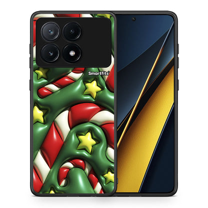 Θήκη Xiaomi Poco X6 Pro 5G Christmas Bubbles από τη Smartfits με σχέδιο στο πίσω μέρος και μαύρο περίβλημα | Xiaomi Poco X6 Pro 5G Christmas Bubbles case with colorful back and black bezels
