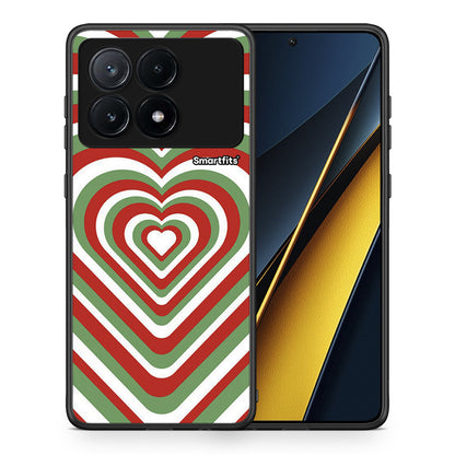 Θήκη Xiaomi Poco X6 Pro 5G Christmas Hearts από τη Smartfits με σχέδιο στο πίσω μέρος και μαύρο περίβλημα | Xiaomi Poco X6 Pro 5G Christmas Hearts case with colorful back and black bezels