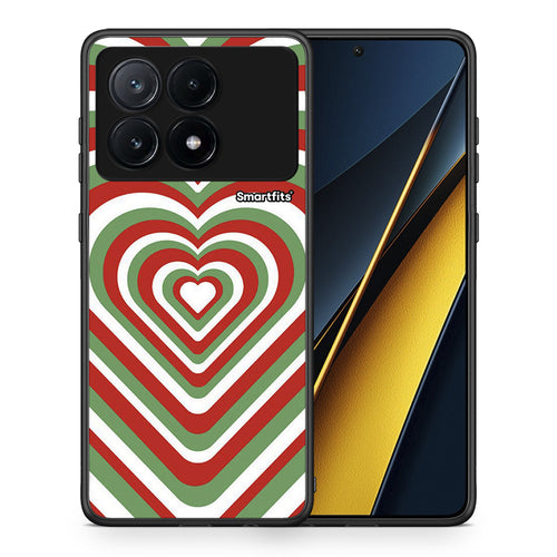 Θήκη Xiaomi Poco X6 Pro 5G Christmas Hearts από τη Smartfits με σχέδιο στο πίσω μέρος και μαύρο περίβλημα | Xiaomi Poco X6 Pro 5G Christmas Hearts case with colorful back and black bezels
