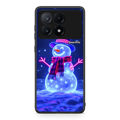 Xiaomi Poco X6 Pro 5G Christmas Neon Snowman θήκη από τη Smartfits με σχέδιο στο πίσω μέρος και μαύρο περίβλημα | Smartphone case with colorful back and black bezels by Smartfits
