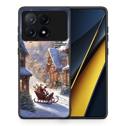 Θήκη Xiaomi Poco X6 Pro 5G Christmas Snow από τη Smartfits με σχέδιο στο πίσω μέρος και μαύρο περίβλημα | Xiaomi Poco X6 Pro 5G Christmas Snow case with colorful back and black bezels