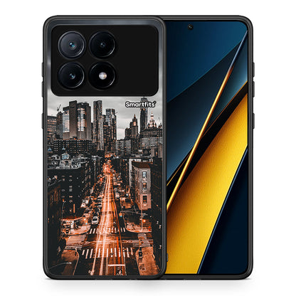Θήκη Xiaomi Poco X6 Pro 5G City Lights από τη Smartfits με σχέδιο στο πίσω μέρος και μαύρο περίβλημα | Xiaomi Poco X6 Pro 5G City Lights case with colorful back and black bezels
