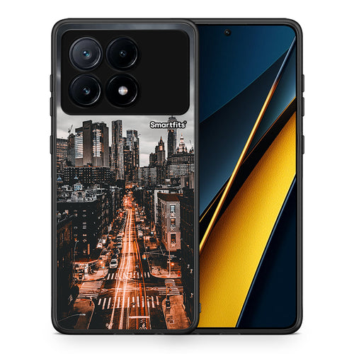 Θήκη Xiaomi Poco X6 Pro 5G City Lights από τη Smartfits με σχέδιο στο πίσω μέρος και μαύρο περίβλημα | Xiaomi Poco X6 Pro 5G City Lights case with colorful back and black bezels