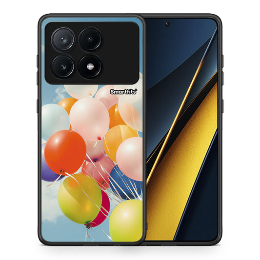 Θήκη Xiaomi Poco X6 Pro 5G Colorful Balloons από τη Smartfits με σχέδιο στο πίσω μέρος και μαύρο περίβλημα | Xiaomi Poco X6 Pro 5G Colorful Balloons case with colorful back and black bezels