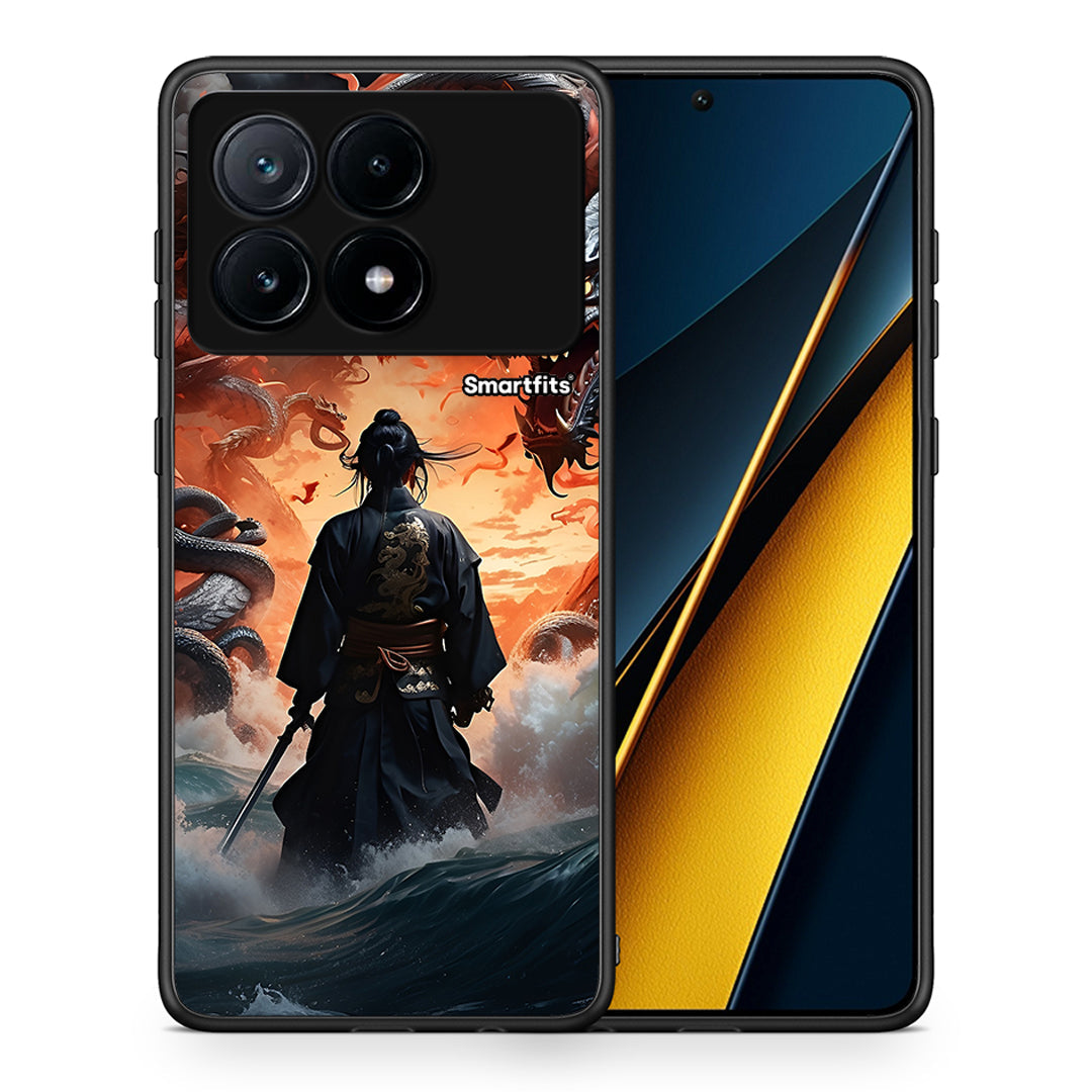 Θήκη Xiaomi Poco X6 Pro 5G Dragons Fight από τη Smartfits με σχέδιο στο πίσω μέρος και μαύρο περίβλημα | Xiaomi Poco X6 Pro 5G Dragons Fight case with colorful back and black bezels