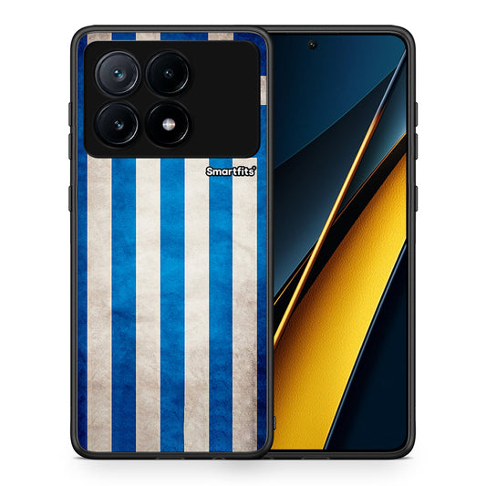 Θήκη Xiaomi Poco X6 Pro 5G Greek Flag από τη Smartfits με σχέδιο στο πίσω μέρος και μαύρο περίβλημα | Xiaomi Poco X6 Pro 5G Greek Flag case with colorful back and black bezels