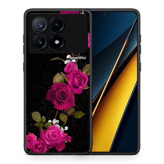 Θήκη Xiaomi Poco X6 Pro 5G Red Roses Flower από τη Smartfits με σχέδιο στο πίσω μέρος και μαύρο περίβλημα | Xiaomi Poco X6 Pro 5G Red Roses Flower case with colorful back and black bezels