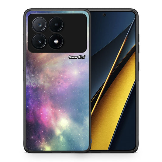 Θήκη Xiaomi Poco X6 Pro 5G Rainbow Galaxy από τη Smartfits με σχέδιο στο πίσω μέρος και μαύρο περίβλημα | Xiaomi Poco X6 Pro 5G Rainbow Galaxy case with colorful back and black bezels