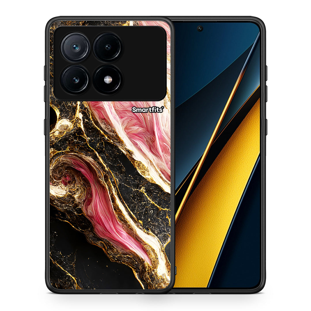 Θήκη Xiaomi Poco X6 Pro 5G Glamorous Pink Marble από τη Smartfits με σχέδιο στο πίσω μέρος και μαύρο περίβλημα | Xiaomi Poco X6 Pro 5G Glamorous Pink Marble case with colorful back and black bezels